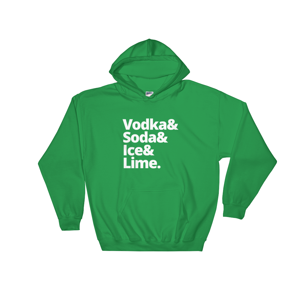 hoodie with vodka soda text