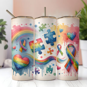 Pastel Autism Awareness Tumbler Mockup