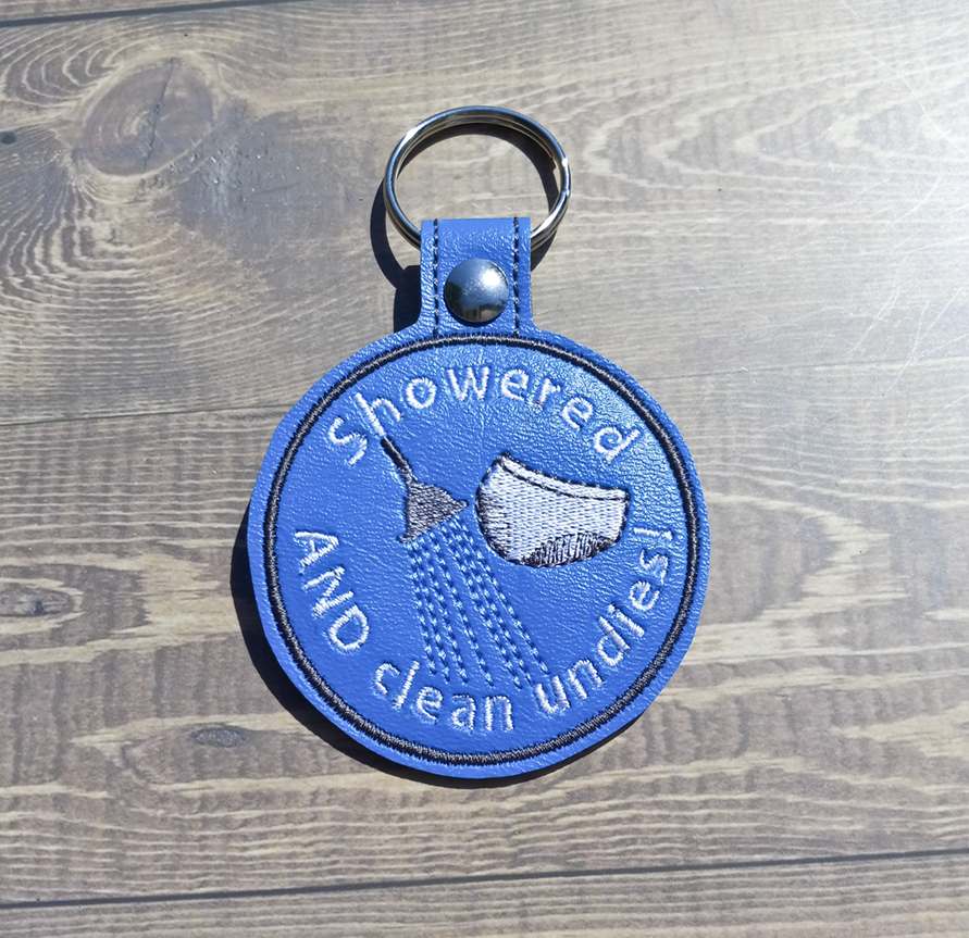showered and clean undies key fob