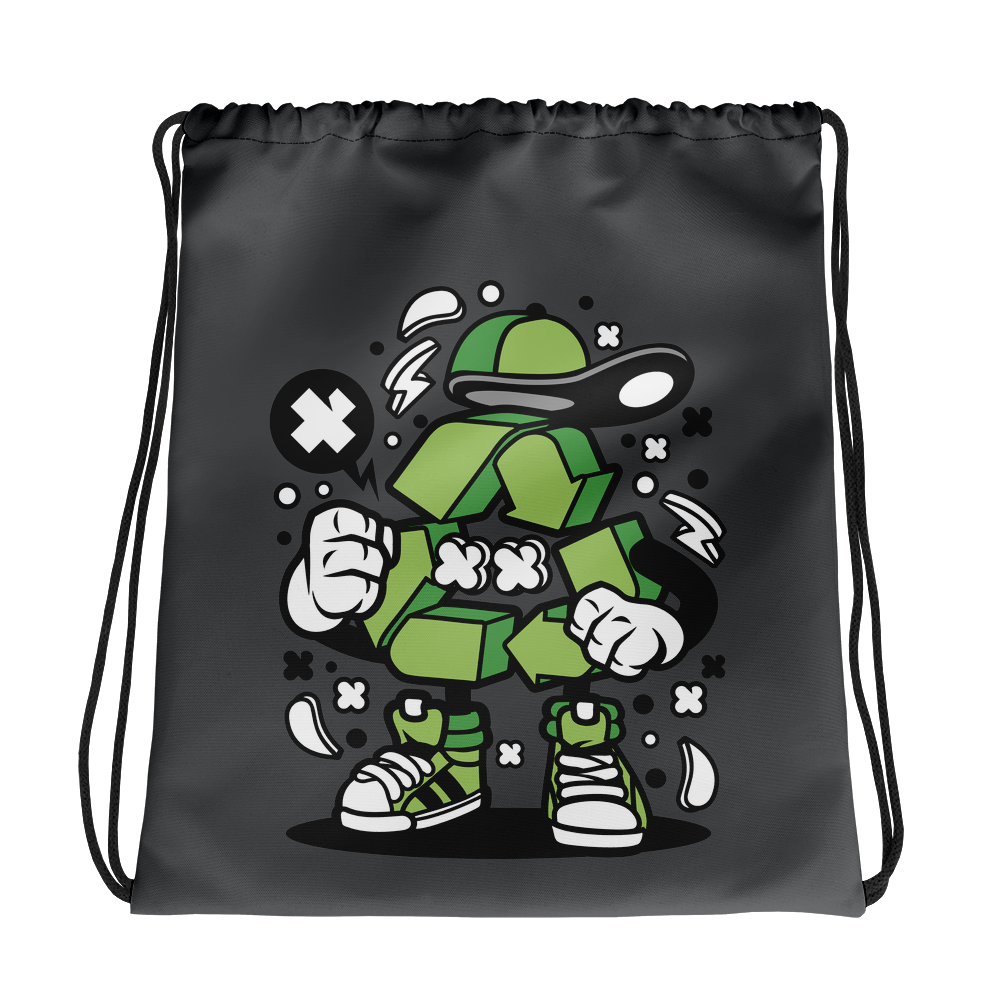 recycle graphic drawstring bag