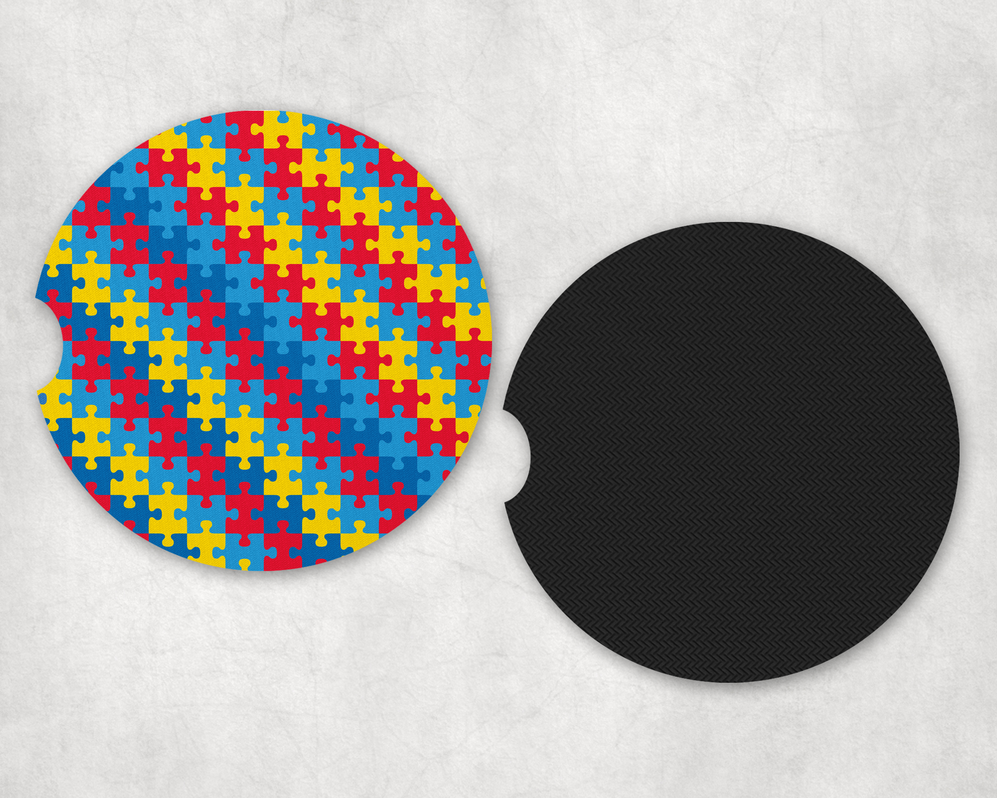 puzzle print car coaster mockup