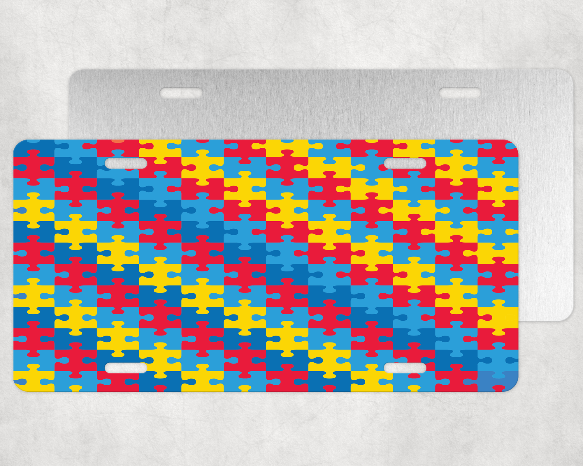 puzzle piece pattern license plate mockup