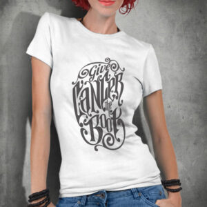 A Boot shaped by give cancer the boot graphic tee mockup