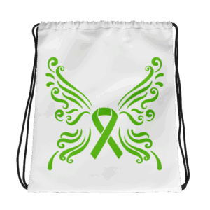 Green Winged Awareness Ribbon drawstring Bag