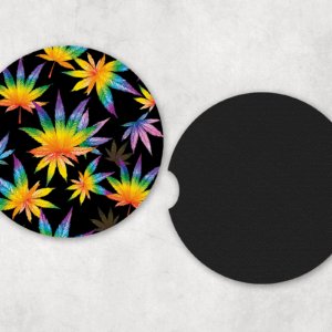 rainbow cannabis car coaster