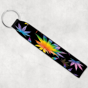 rainbow cannabis leaf wristlet