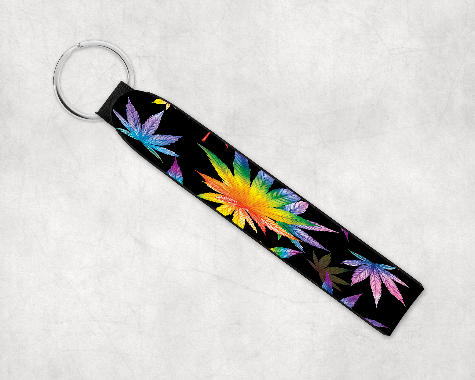 rainbow cannabis leaf wristlet