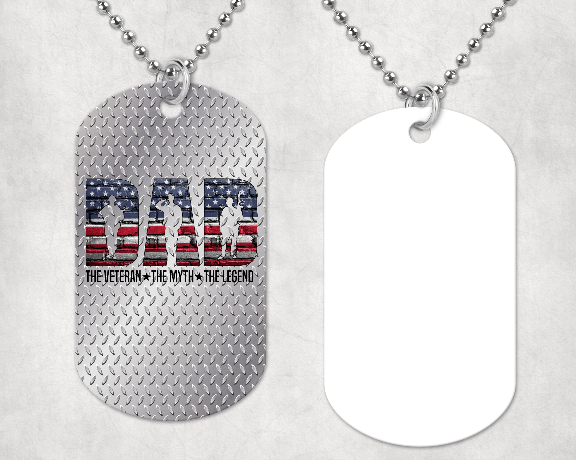 Dad Veteran Dog Tag Necklace