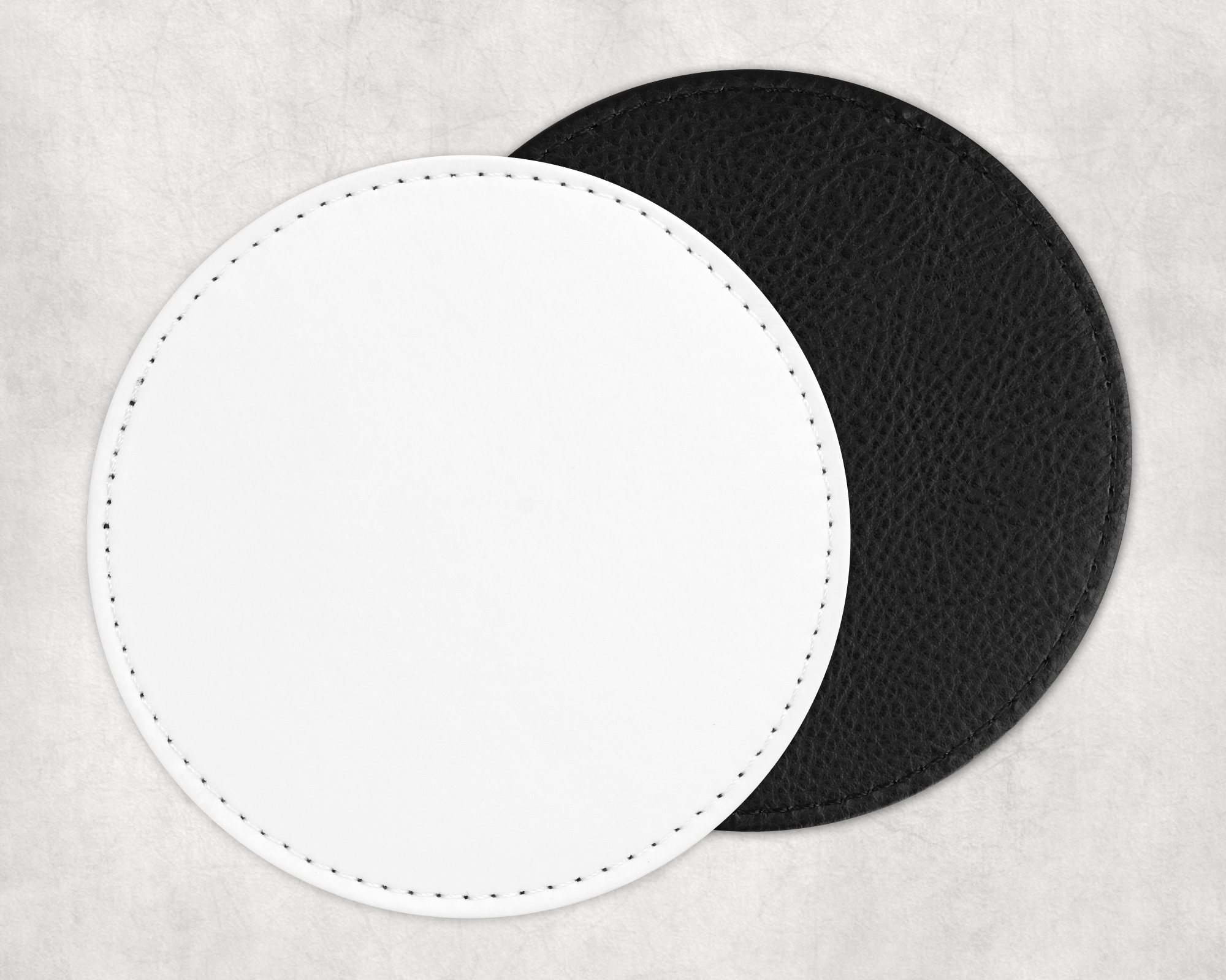 Printed Round Faux Leather Coasters