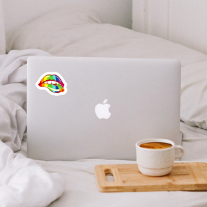 computer with adult sticker