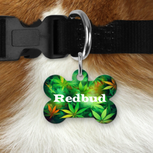 redbud cannabis print bone pet tag