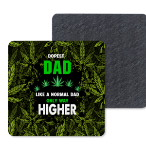 polyester dopest dad square coaster and back