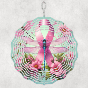 breast cancer awareness dragonfly wind spinner mockup