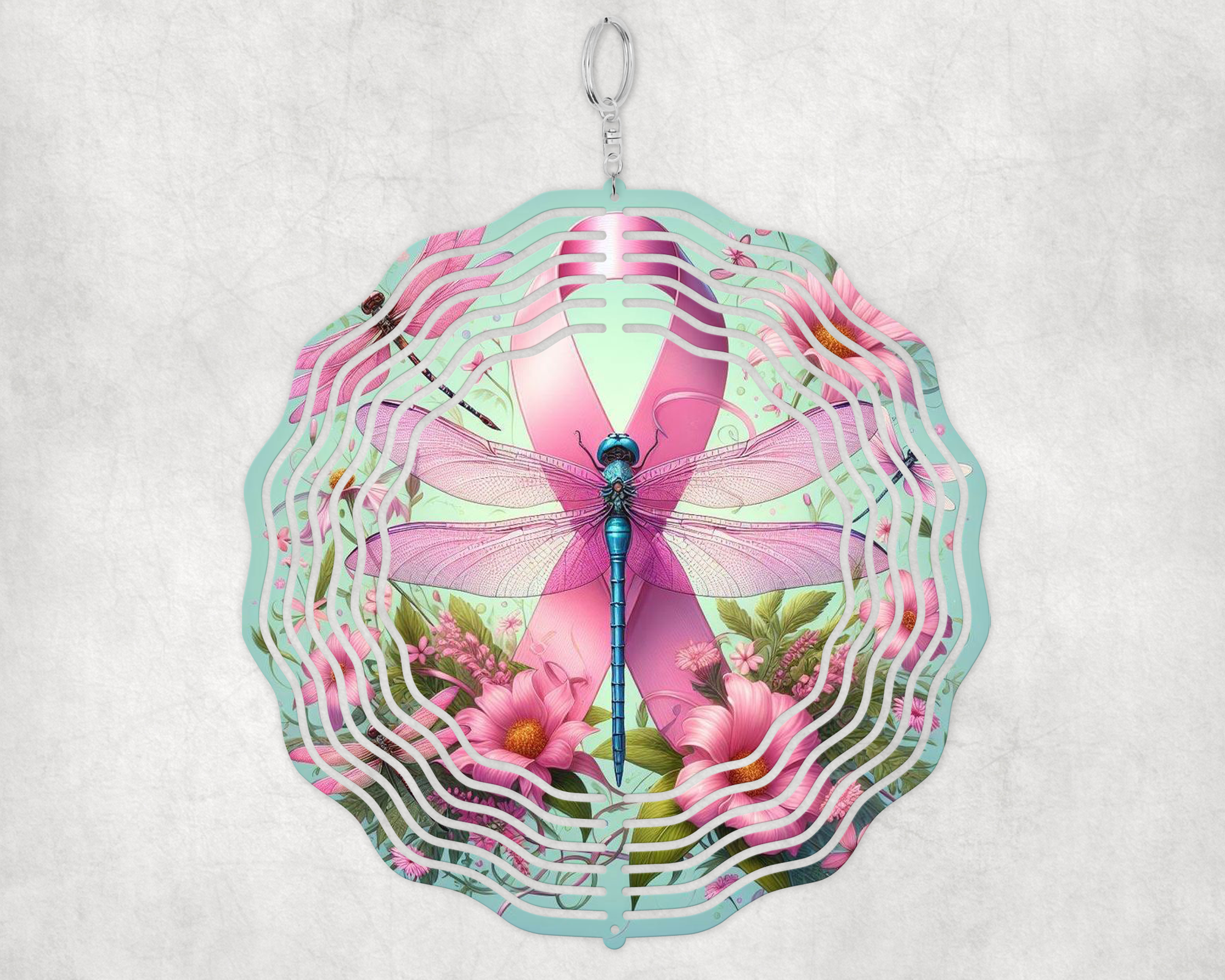 breast cancer awareness dragonfly wind spinner mockup
