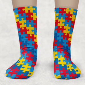 puzzle piece pattern sock mockup