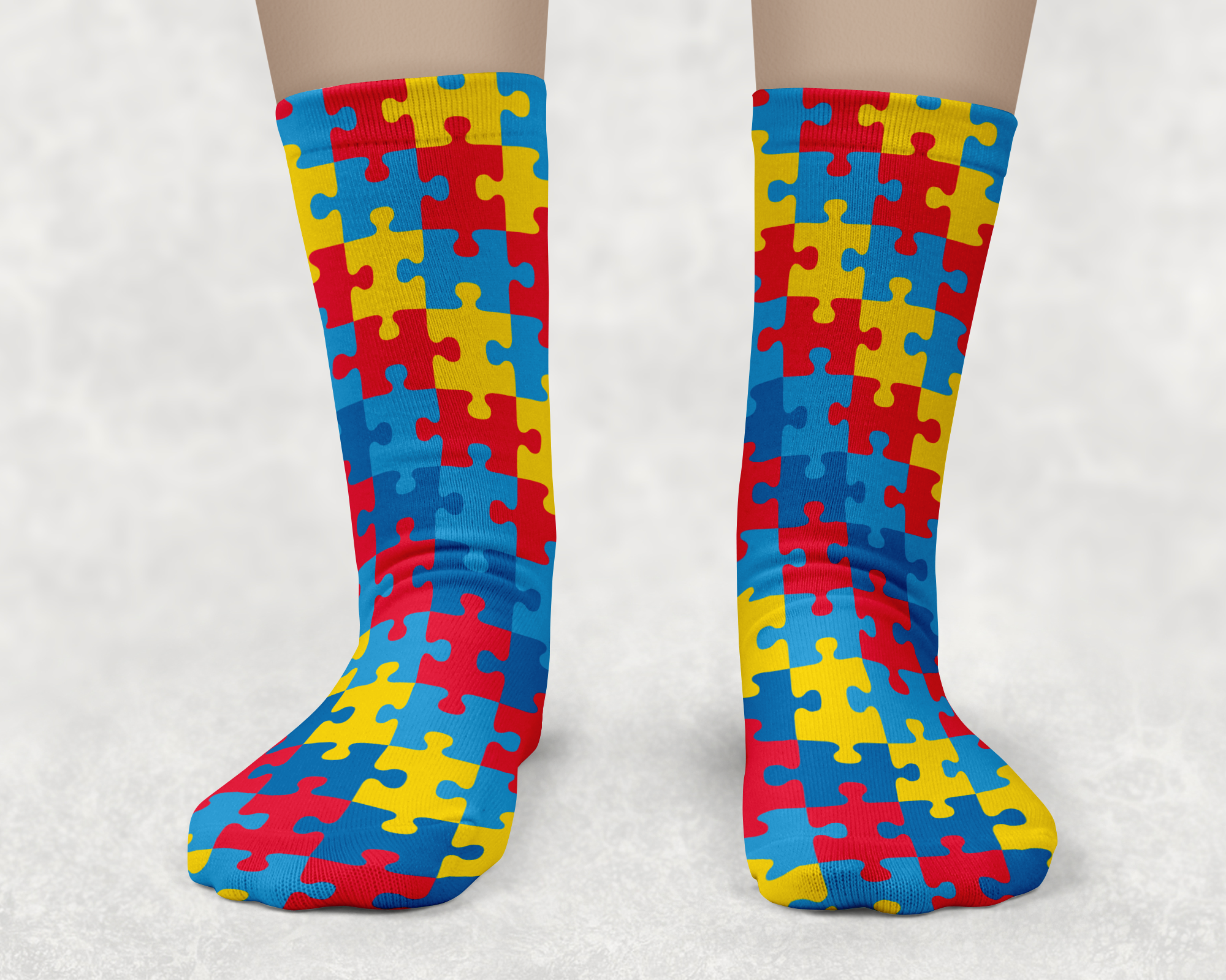 puzzle piece pattern sock mockup