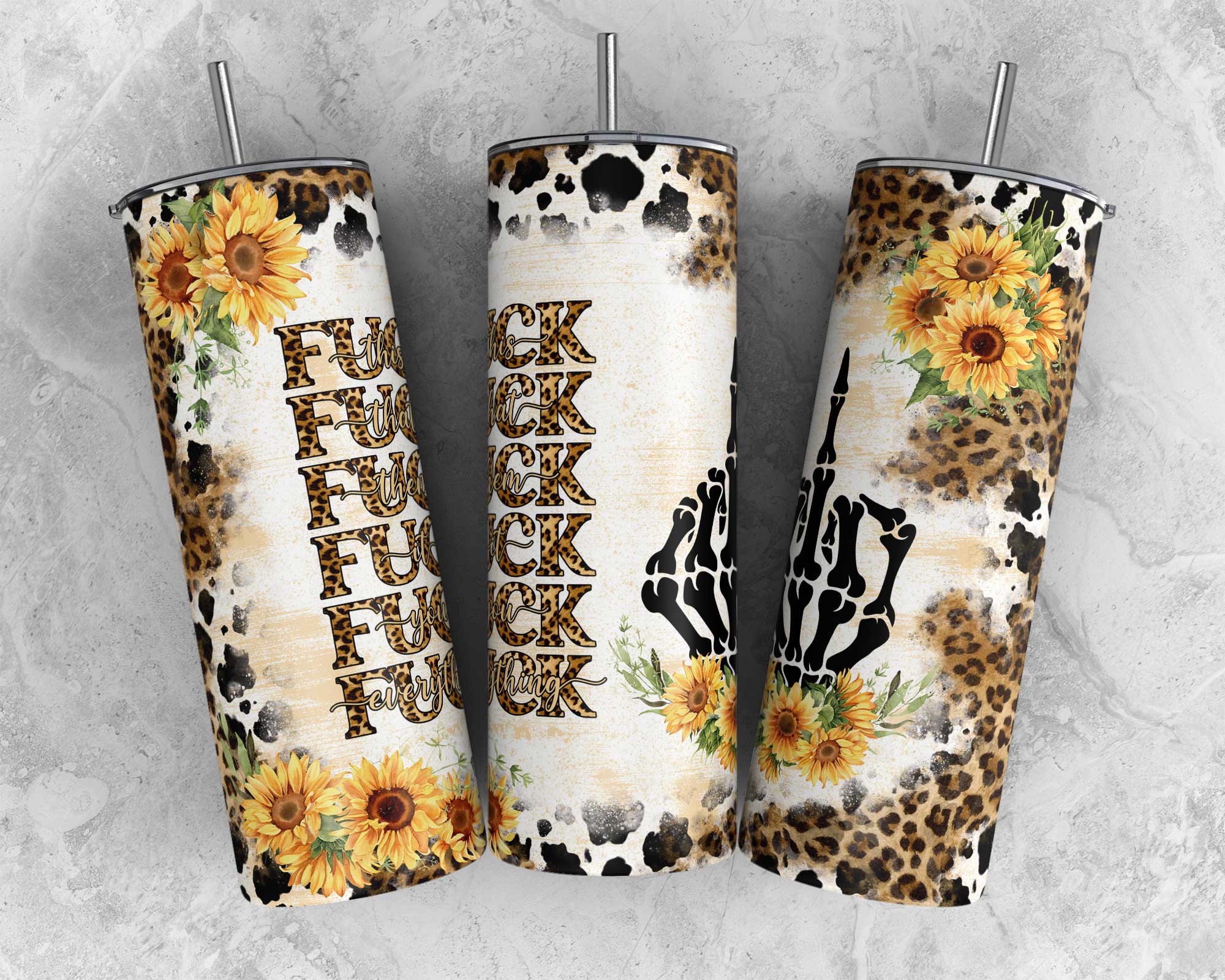 Sunflower FU Stainless Steel Tumbler Mockup