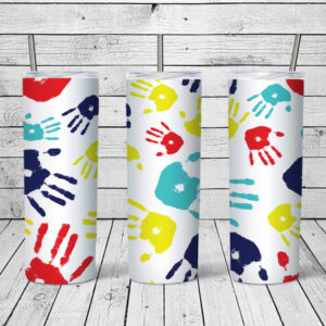 Autism Handprint Tumbler Stainless Steel Mockup