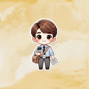 Chibi Reporter Sticker Mockup