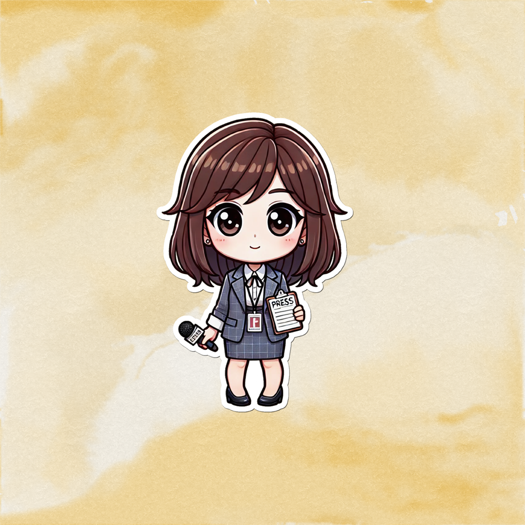 Chibi Journalist Sticker Mockup