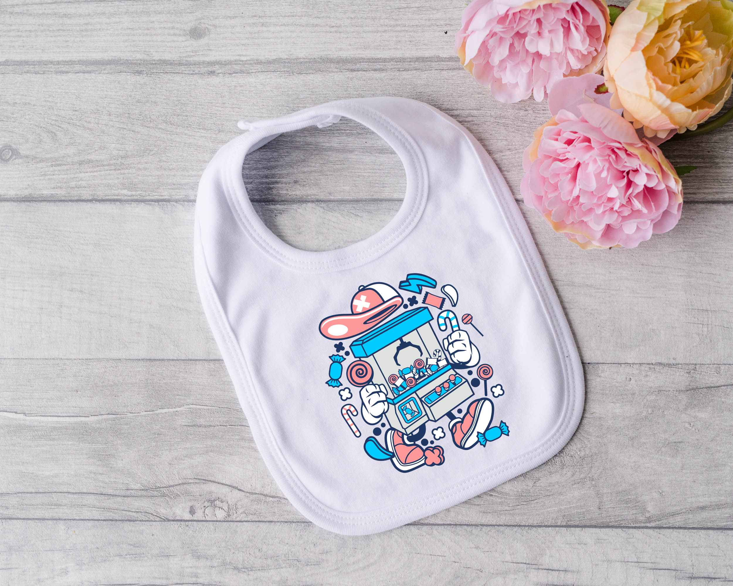 Claw Machine Kid Baby Bib Mockup