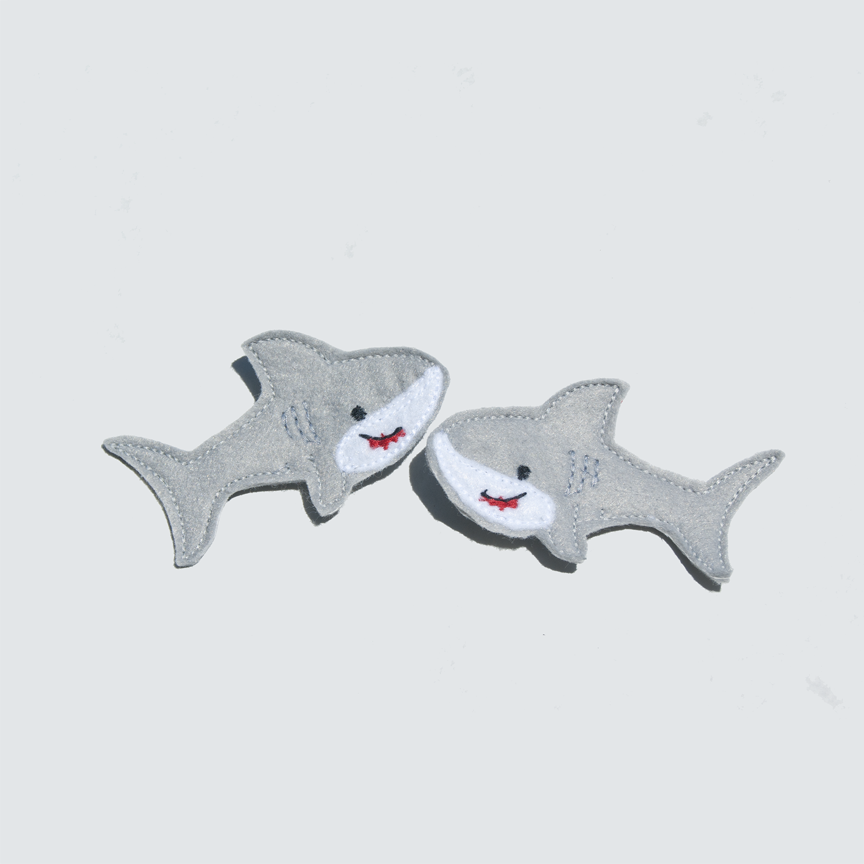 Handmade Great White Shark Hair Clip-grey