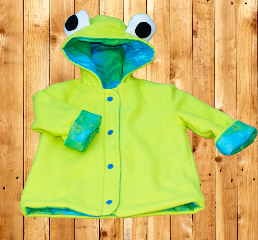 Handmade Child's Frog Coat Front