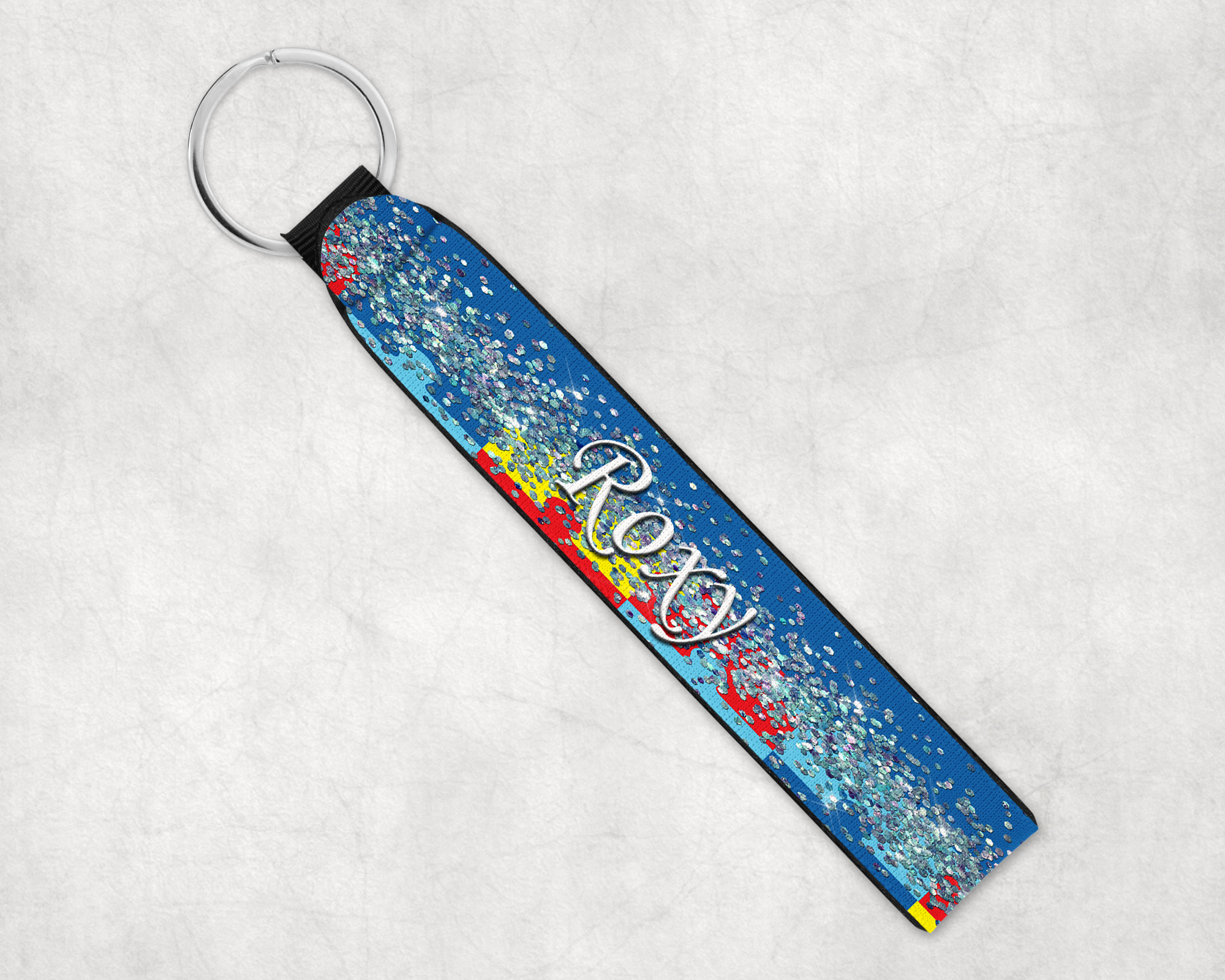 Glitter & Puzzle Piece Neoprene Wristlet Mockup