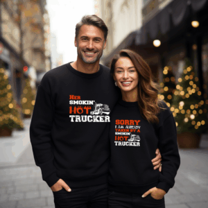 His & Her Trucker Couple Shirts Mockup