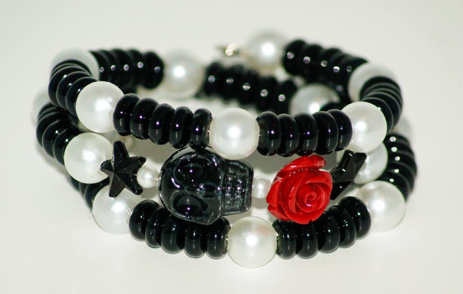 Handmade Skull Wrap Bracelet with stars