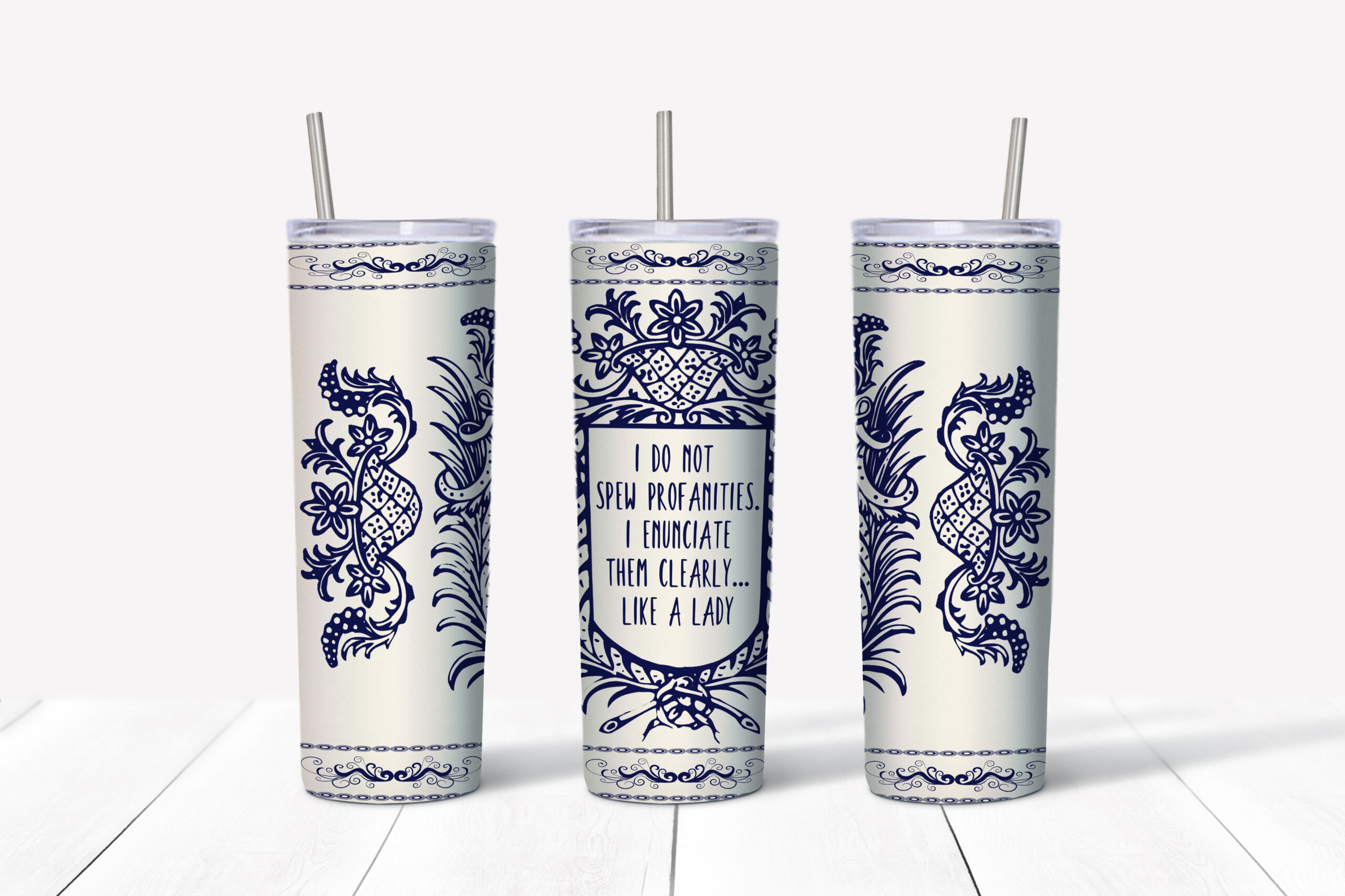 Don't Spew Profanities Stainless Steel Tumbler Mockup