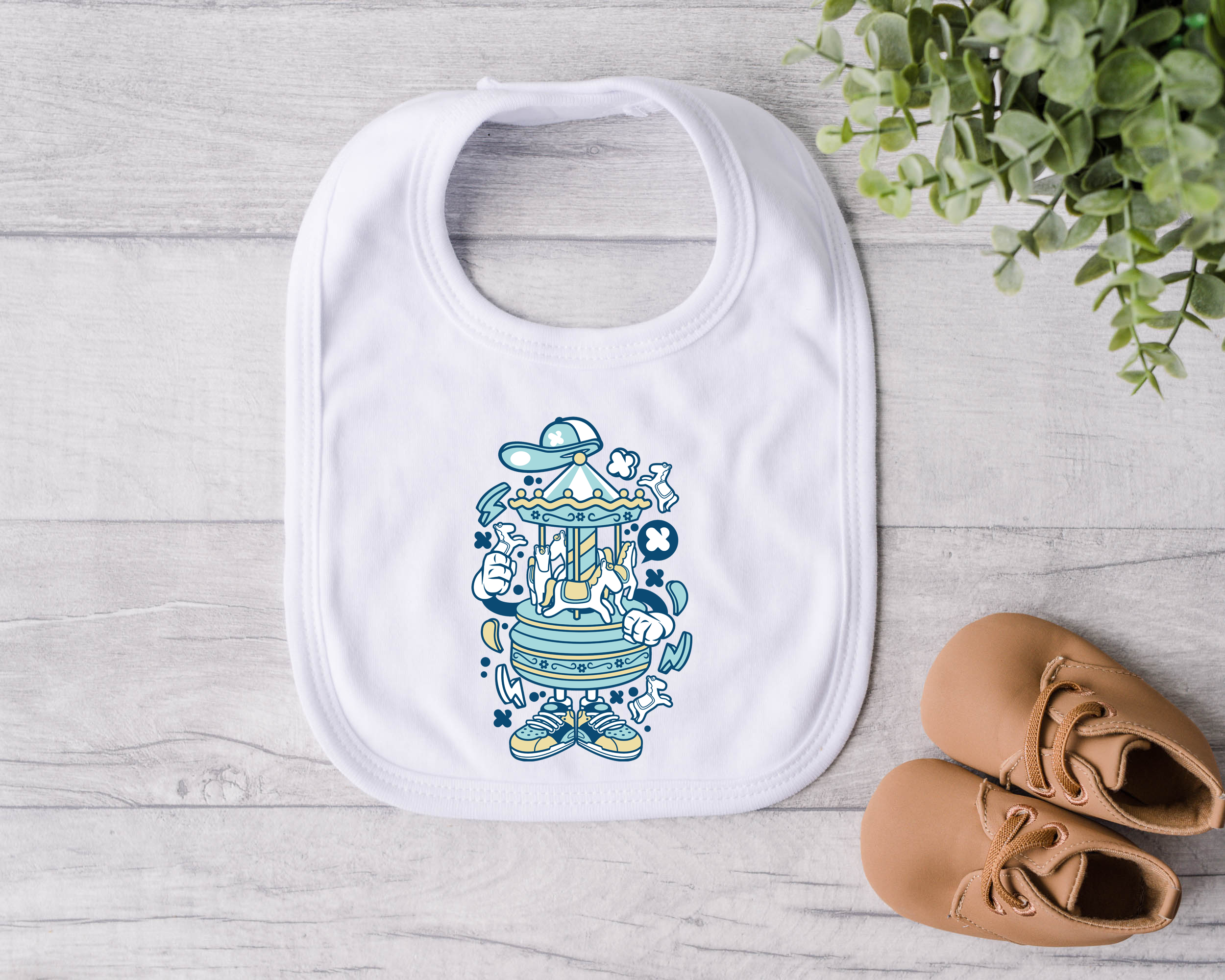 Carousel Guy Baby Bib Mockup