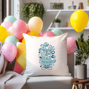 Carousel Guy Throw Pillow Mockup