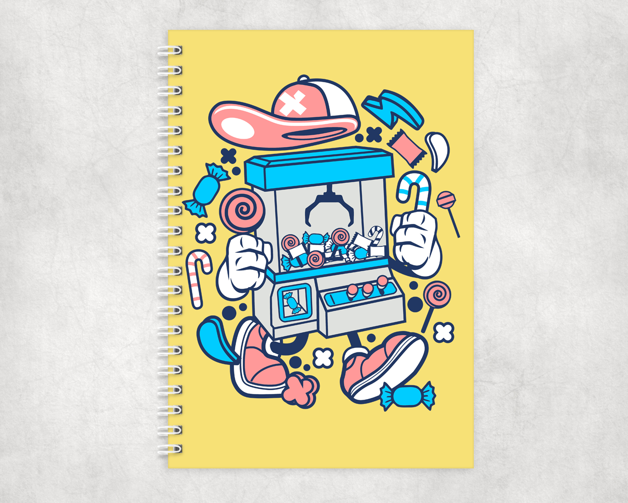 Claw Machine Kid Spiral Notebook Mockup
