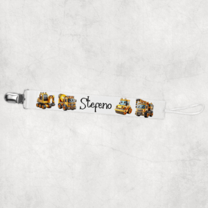 Construction Vehicles Pacifier Clip Mockup