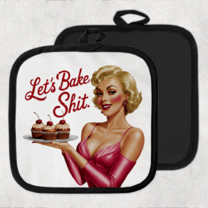 Lets bake shit pot holder mockup