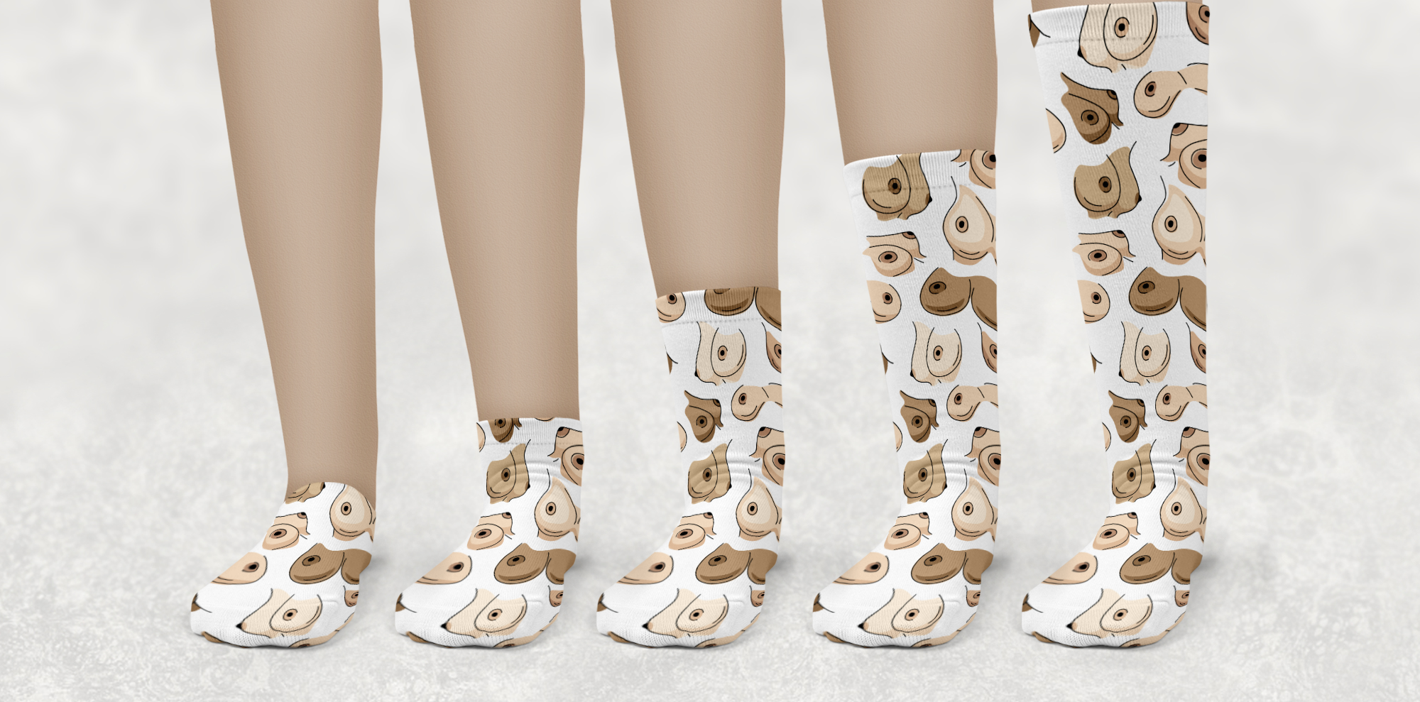 row of boob socks banner