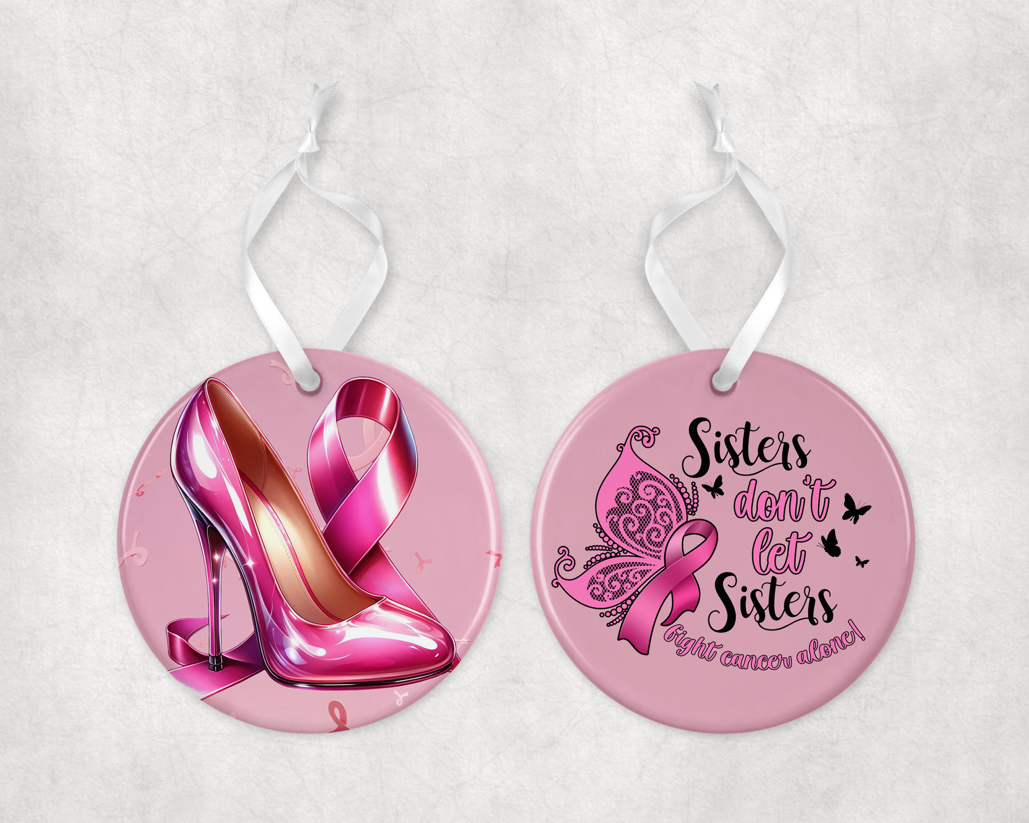 Sisters Dont Fight Alone Ornament Mockup