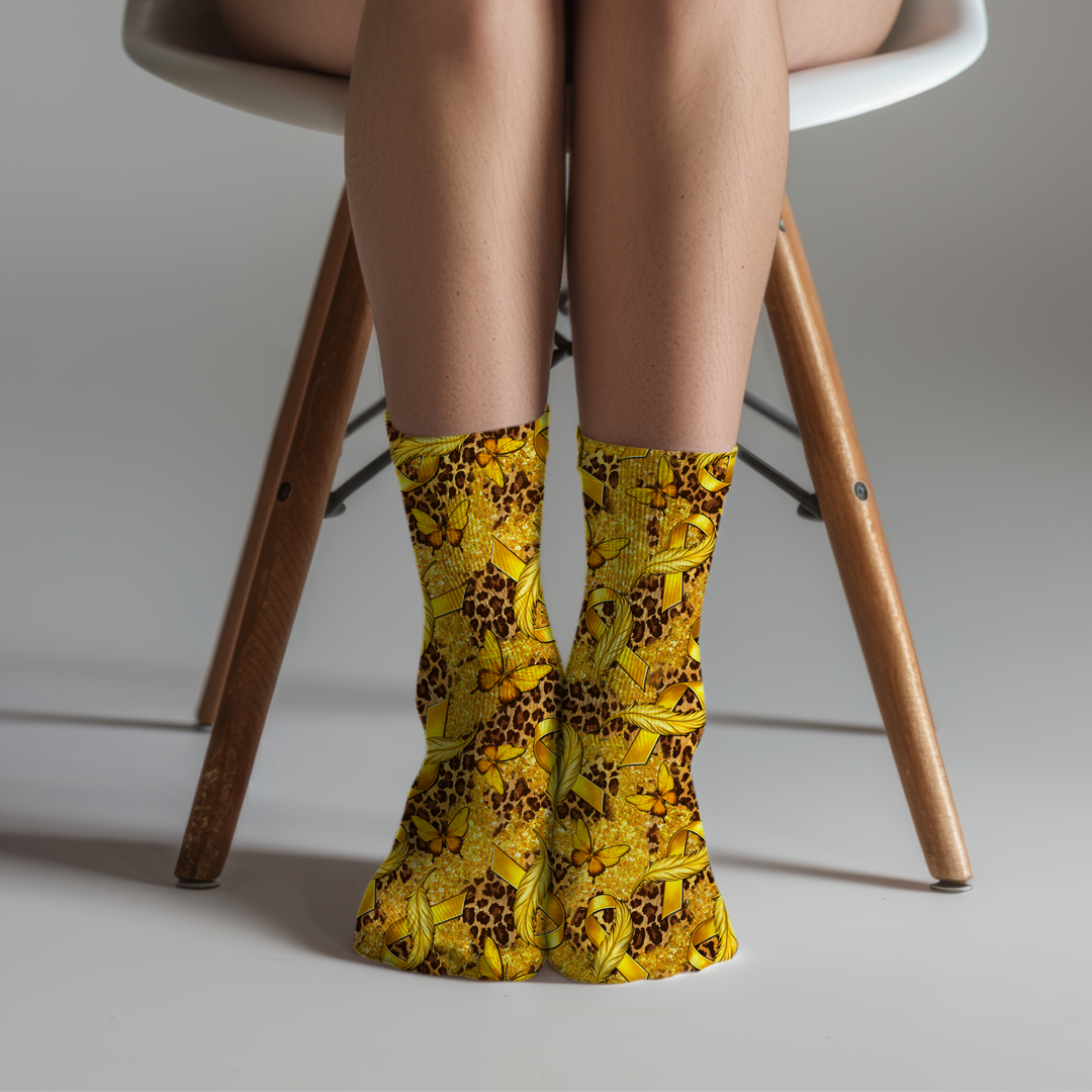 Yellow Ribbons & Bees Sock Mockup