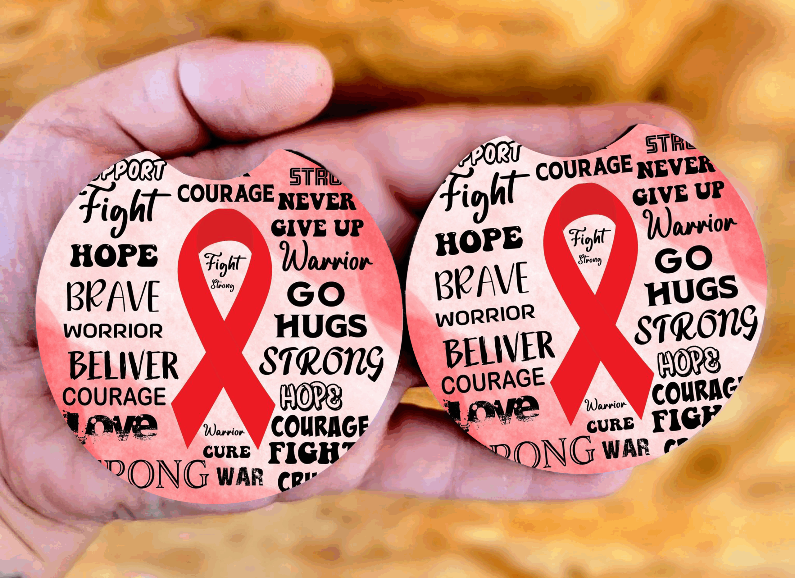 heart awareness car coasters