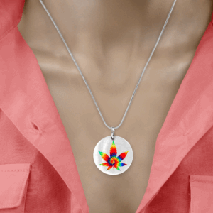 Rainbow pot leaf necklace mockup