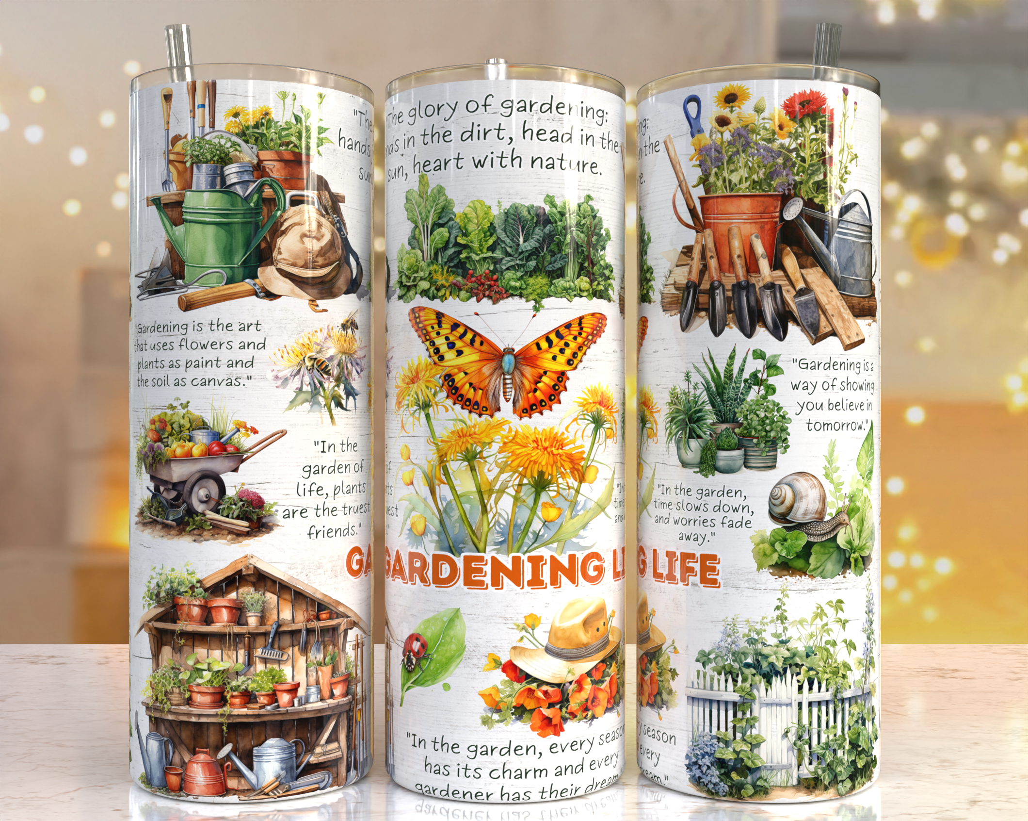 Gardening Life Tumbler Mockup