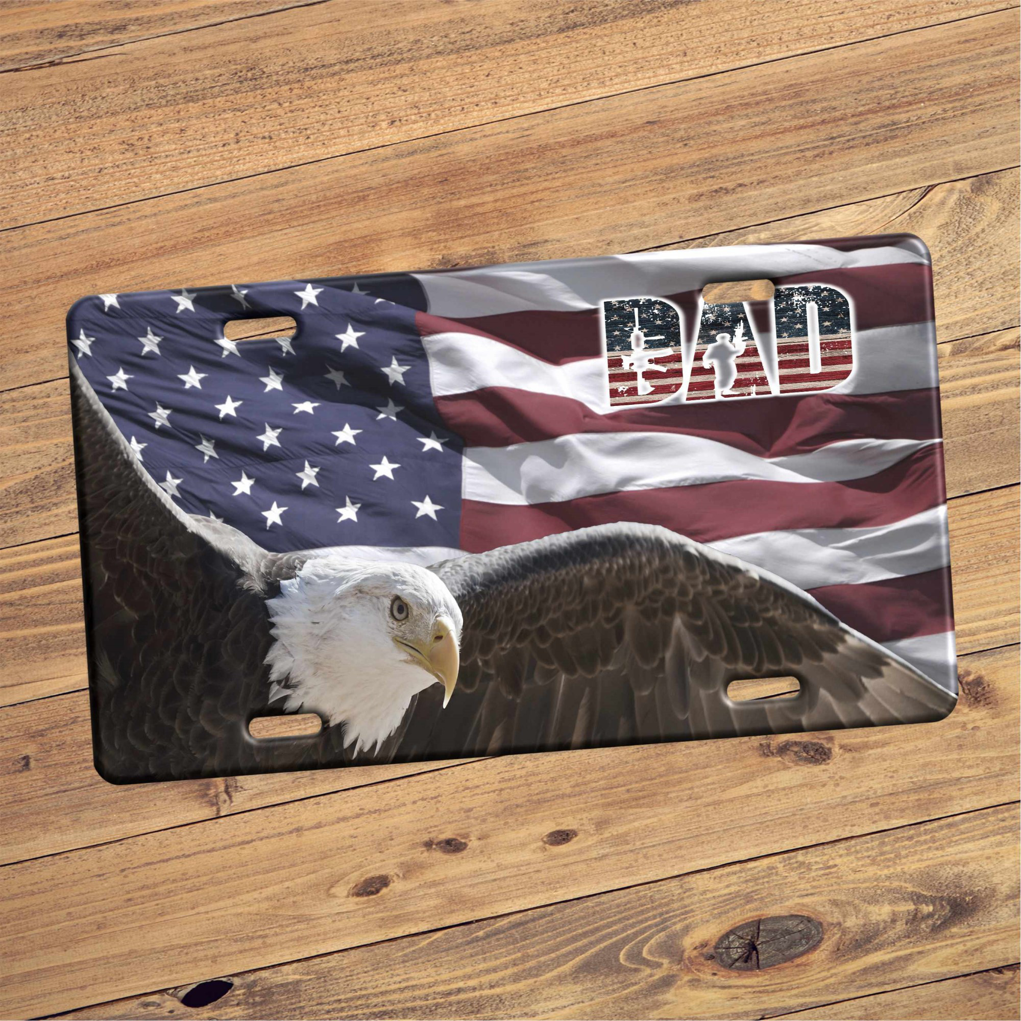 Patriotic Dad Eagle License Plate Mockup