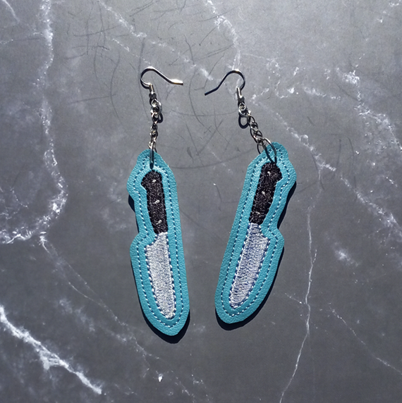 Embroidered Knife Earrings