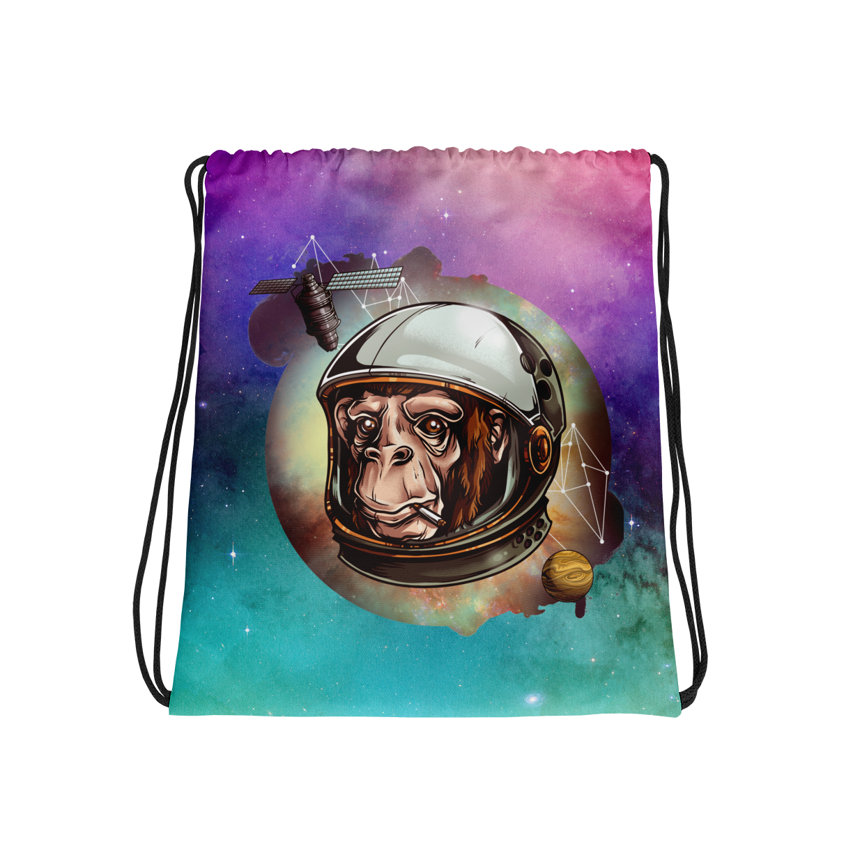 Cosmic Chimp Drawstring Bag Mockup