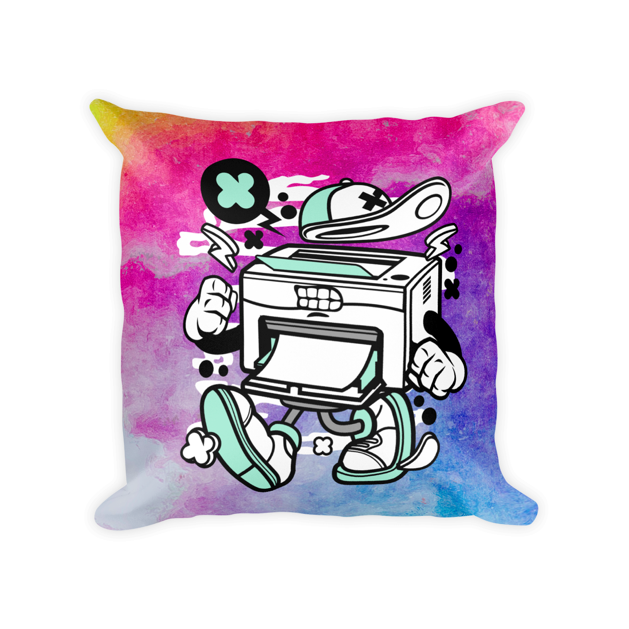 Cartoon Printer Character Pillow Cover Mockup