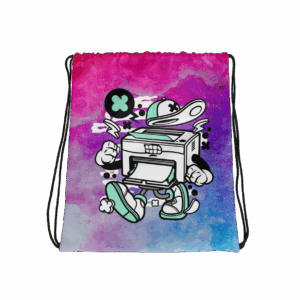 Cartoon Printer Character Drawstring Bag Mockup