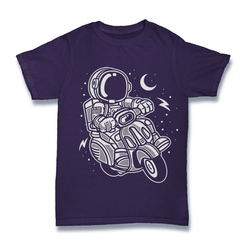Astronaut Riding Motor Scooter Shirt Mockup