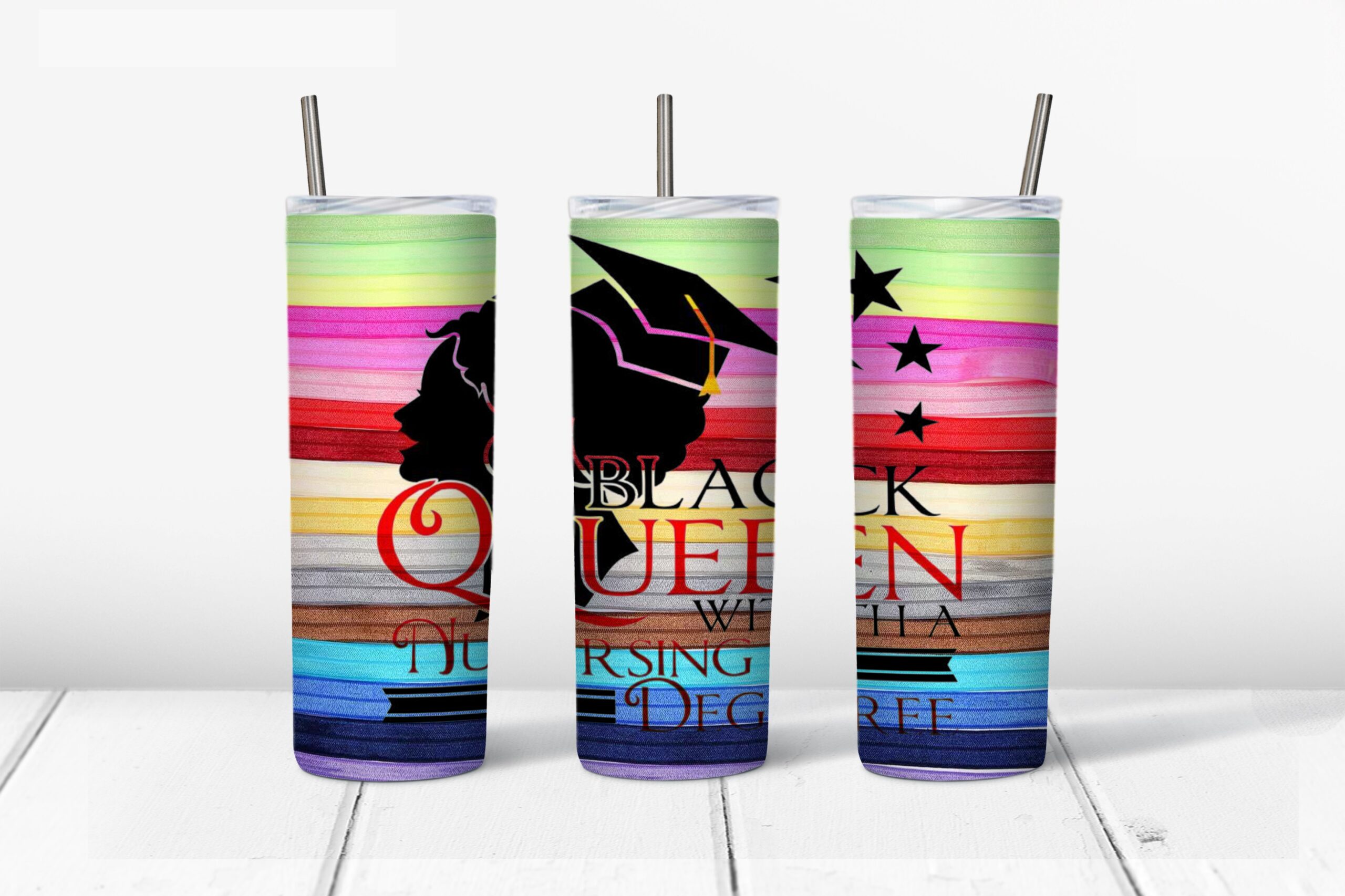 Black Queen with Nursing Degree Tumbler Mockup