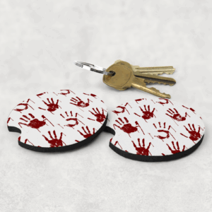 Blood Handprint Car Coasters Mockup